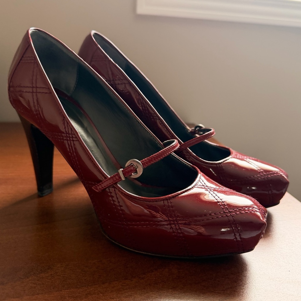 Chic Maroon Patent Leather Heels